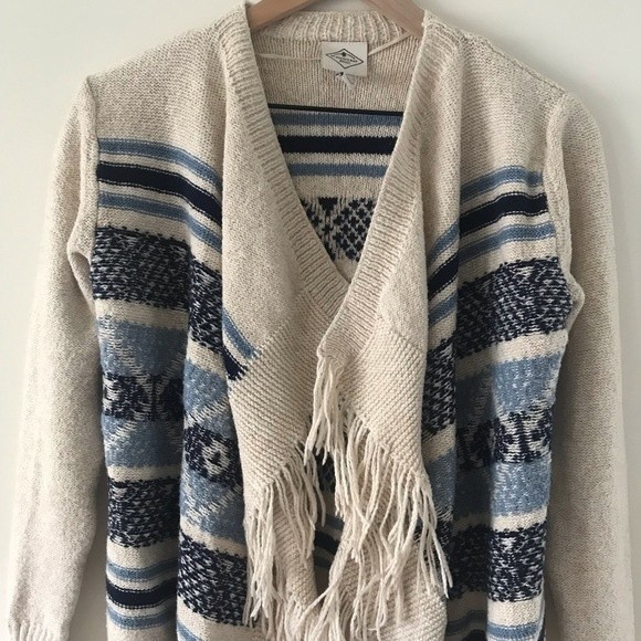 St. John's Bay Drape Aztec Fringe Open Front Cardigan - Size Small - Picture 3 of 9